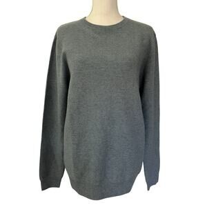 Forte Cashmere‎ Womens Cashmere Ribbed Crewneck Sweater Size M Blue Quiet Luxury